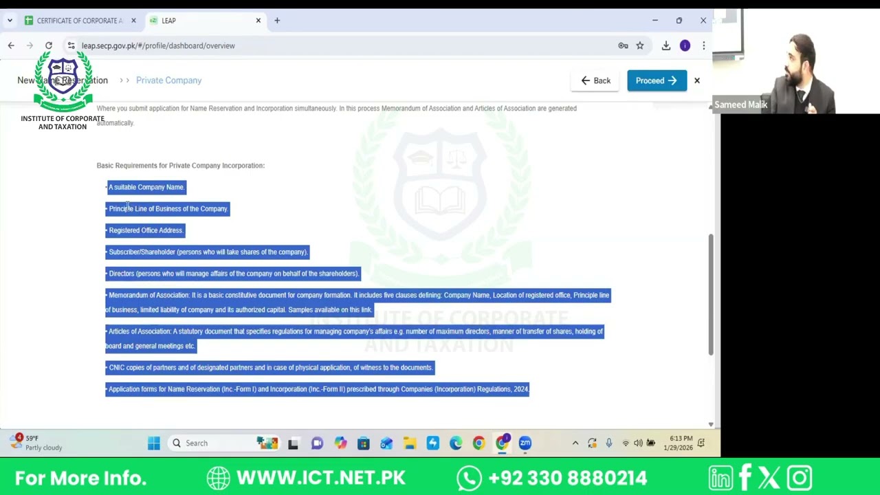 Second Lecture of Certified Corporate Advisor Course