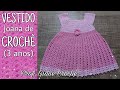 Vestido Joana Infantil de Crochê (3anos) Professora Giane Crochê