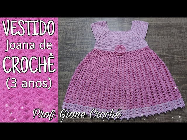 Vestido Isabela Infantil de Crochê (3 anos) Professora Giane