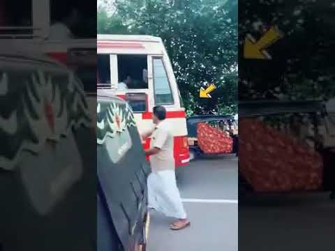 Lady on scooter forces KSRTC bus to go back to the right lane