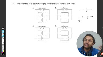 Two secondary cells require recharging. Which circuit will recharge both cells?
