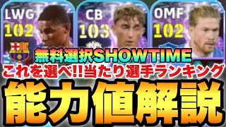 【完全無料】この選手を獲れ!!選択配布ショータイム能力値育成解説\u0026当たりランキング!!希少なタイプが2人も!!【eFootballアプリ2026/イーフト】