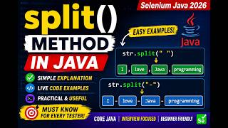 370. split() pre-defined method of String class in Java (Selenium Java 2026)