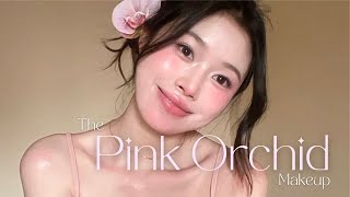 PINK ORCHID Makeup + Low Messy Side Bun Hairstyle Tutorial | Low Visual Weight Makeup screenshot 4