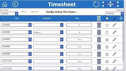 Timesheet Application in Power apps