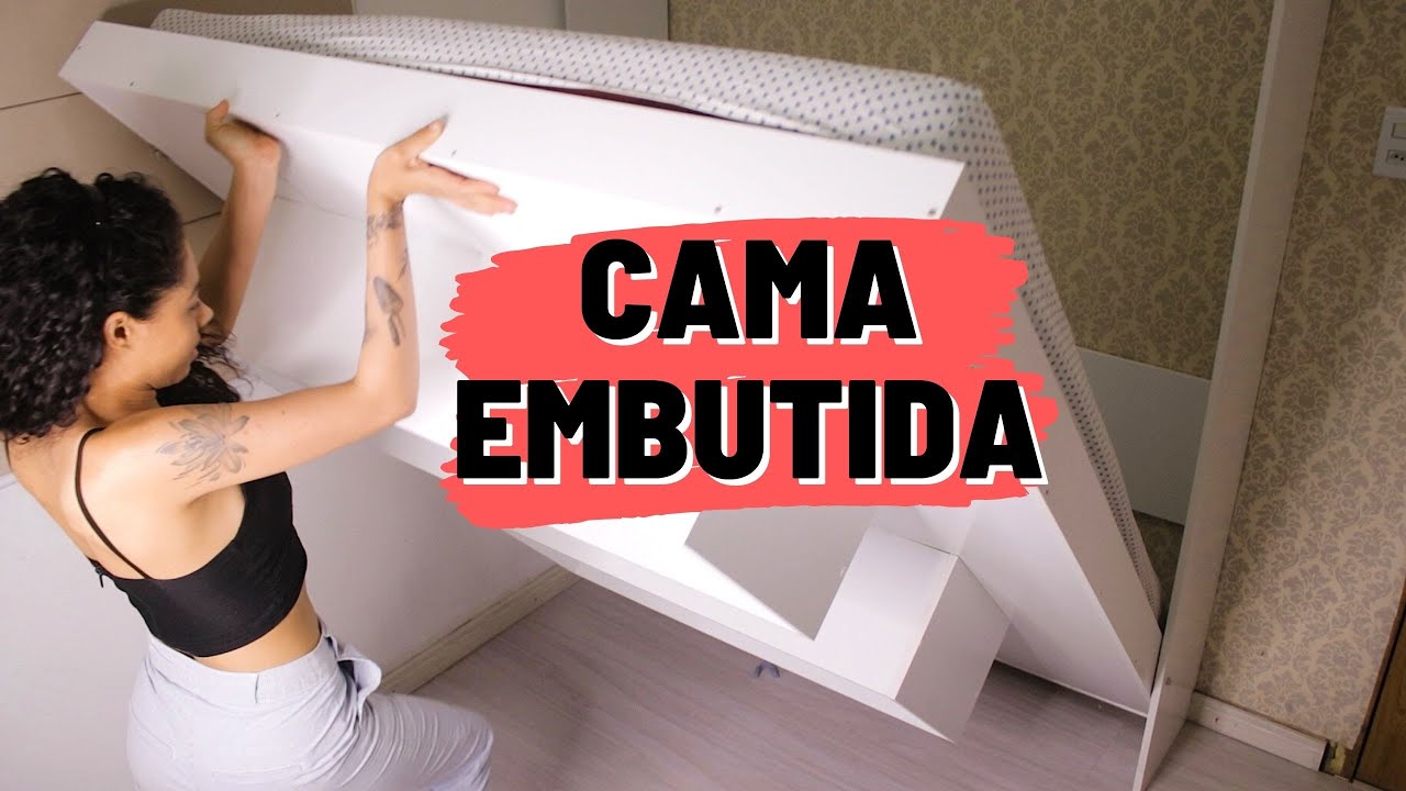 Fiz uma cama de embutir que vira estante!