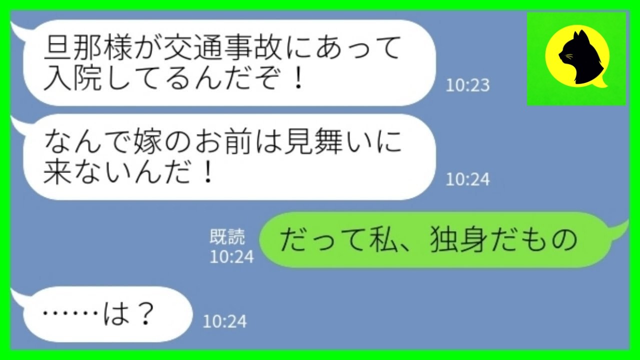 【LINE】浮気相手と旅行中に事故で緊急搬送された元夫「なんで見舞いに来ない？」私「え？独身ですが？」→勘違い男が社会的に終了した結果www