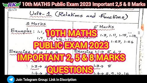 TN 10th Maths|Public Exam 2023|Important 2, 5 & 8 Marks Questions