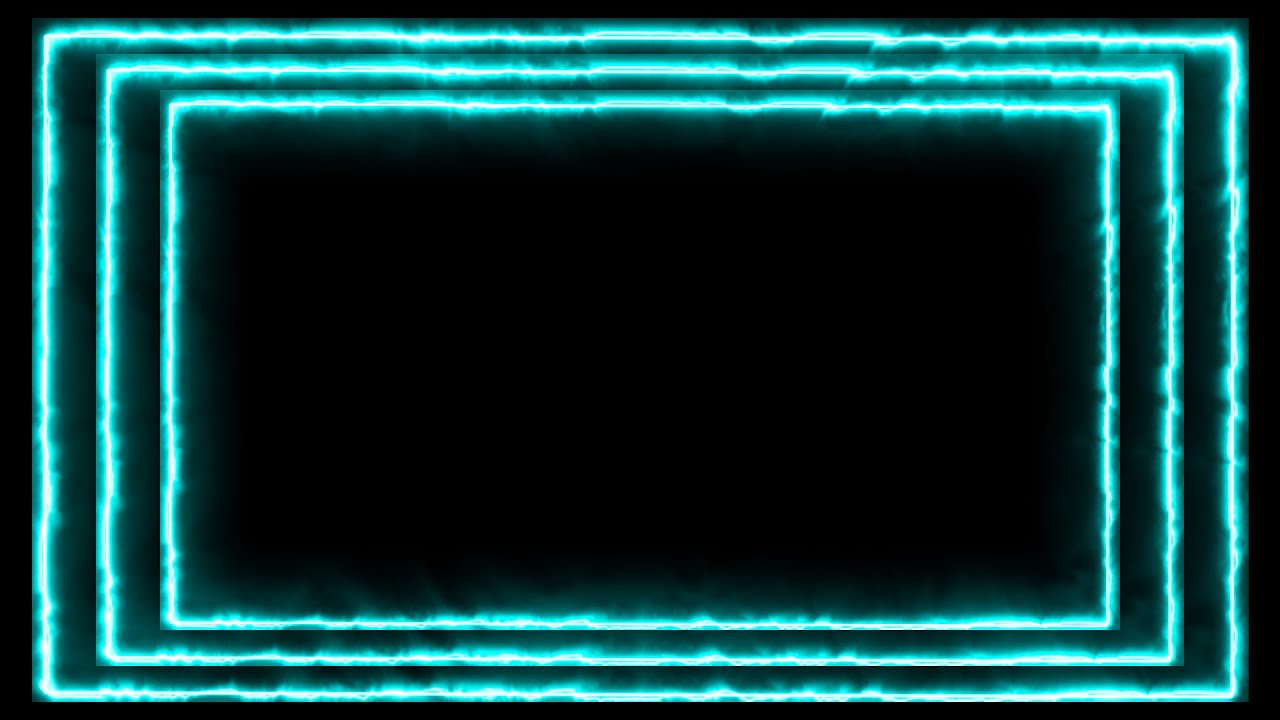 Cyan Color Neon lights rectangle frame border animated loop background ...