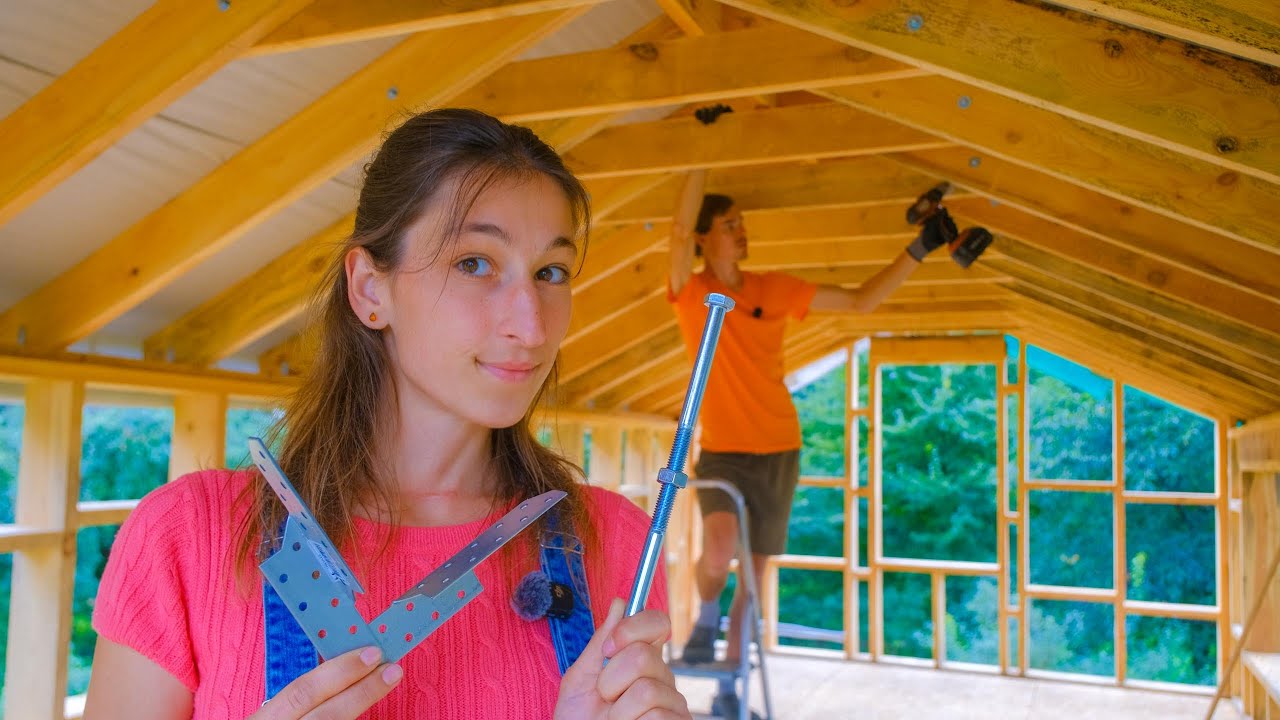 Installing BRACKETS and Reinforcing the ROOF on the TINY House UNDER ...