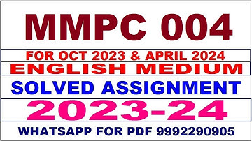 mmpc 004 solved assignment 2023-24 | mmpc 4 solved assignment in english 2024 | mmpc 4 2024