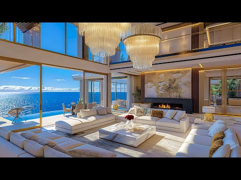 Soothing Jazz Music In A Luxury Living Room Space - Smooth Jazz Music And Ocean Waves Sounds