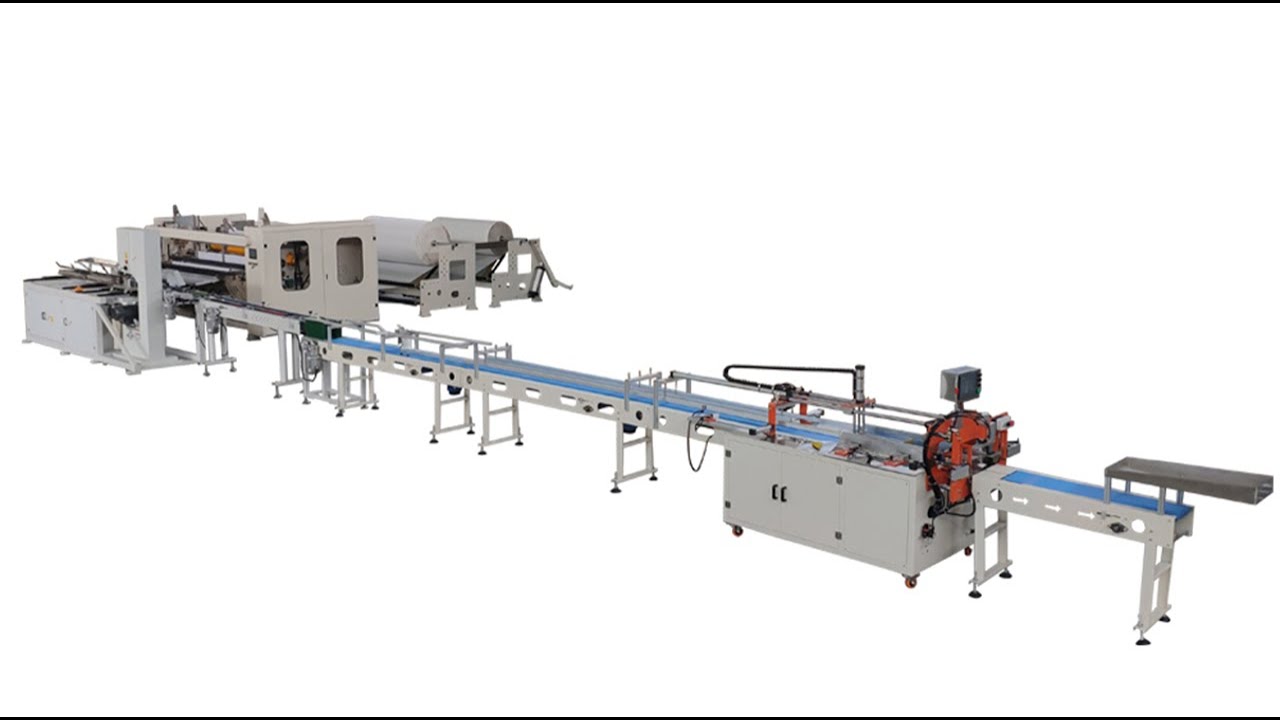 1850 mm automatic toilet paper embossing machine production line - YouTube