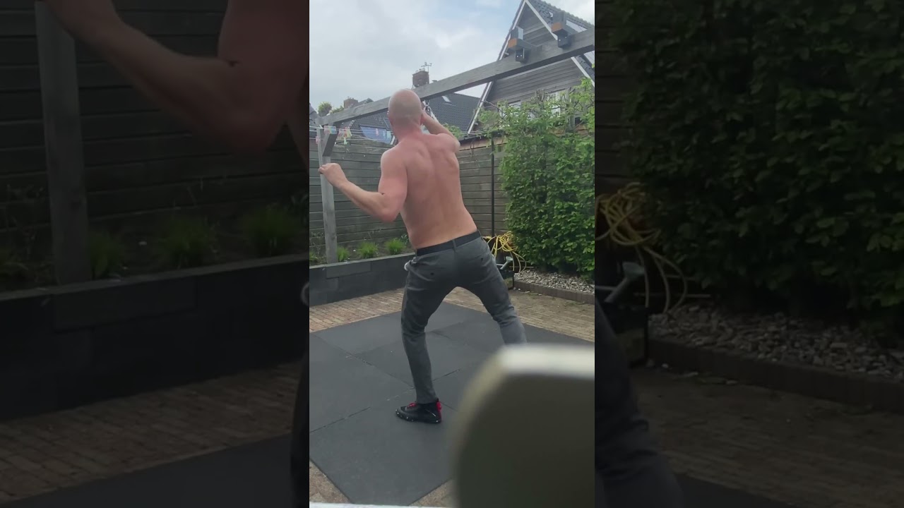 Kickboxing training: high kick side kick spinning back kick  