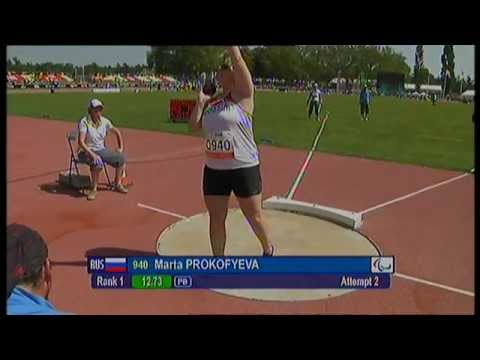 Athletics - Marta Prokofyeva - women's shot put F12 final - 2013 IPC Athletics World C...