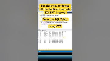 How to delete all duplicate records except one record from Table #coding #shorts #sql #sqlqueries