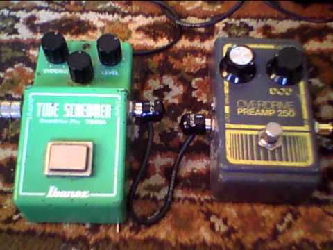 Vintage Ibanez Tube Screamer TS808 and vintage grey DOD 250