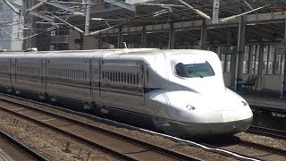 【4K】JR山陽新幹線　のぞみN700系新幹線(16両編成)　福山駅通過