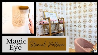 Stenciling An Accent Wall With Cutting Edge Stencils Magic Eyes Wall Stencil  And Metallic Paint!