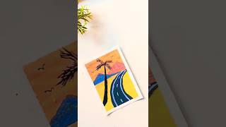 Easy Sunset 😊 Road Oil Pastel Drawing Tutorial | #viralshort #short feed #oilpasteldrawing#fyp