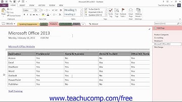 OneNote 2013 Tutorial Previewing and Printing Microsoft Training Lesson 11.1