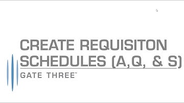 Gate Three Help - Create Requisition Schedules (A, Q & S)