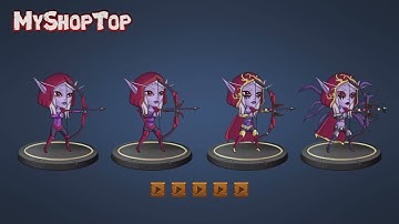 2D Game hero, Female Archer character - Mesh animation