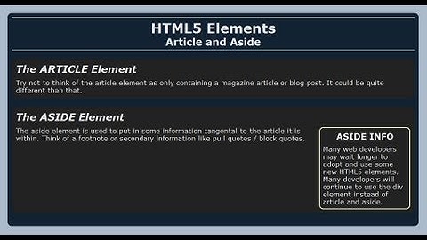 Using Article and Aside with HTML5