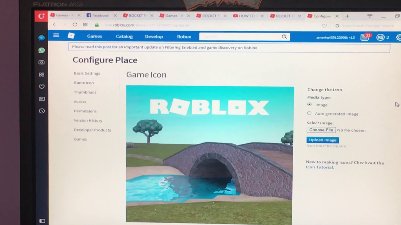 How To Make A Picture For Your Game On Roblox Youtube - how to change your roblox game photo