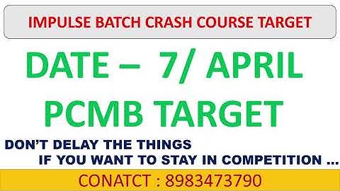 IMPULSE BATCH CRASH COURSE DAY 10 TARGET | PCMB AT YOUR FINGER TIPS