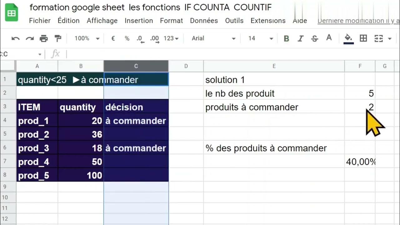 quelques formules utiles de GOOGLE SHEET - YouTube