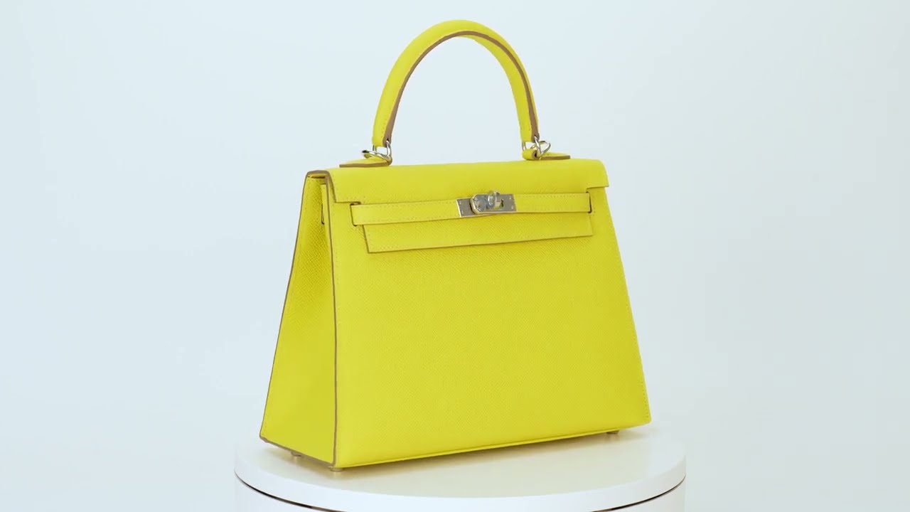 Hermès Kelly 25 Sellier Lime Epsom Palladium Hardware