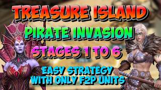 Treasure Island Pirate Invasion Stages 1 - 6 Easy Strategy with F2P Units & Akira |Watcher Of Realms screenshot 3