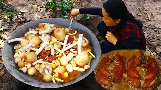 Cooking Techniques: Braised Pork Leg With Mushroom & Eating delicious