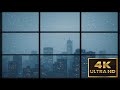 Snowy City Window View – 4K Ambient Loop for TV Background