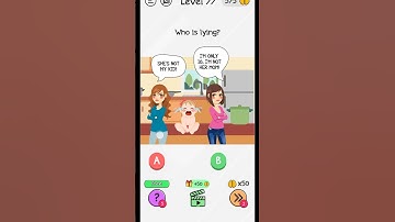 Braindom level 77 who is lying puzzle clue 🗝️🧩.      brain games braindom draw puzzle gameplay.