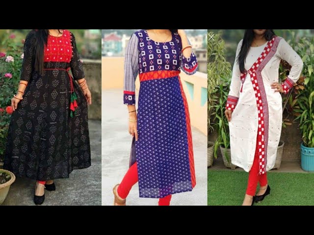 Code:2805171 - Price INR:1290/- , Cotton Kurti With Ikkat Silk. | Salwar  neck designs, Designer kurti patterns, Long kurti designs