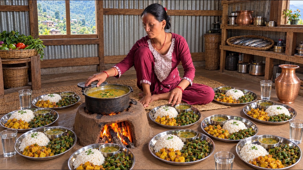 Simple Nepali Village Cooking || Local Rice, Dal…