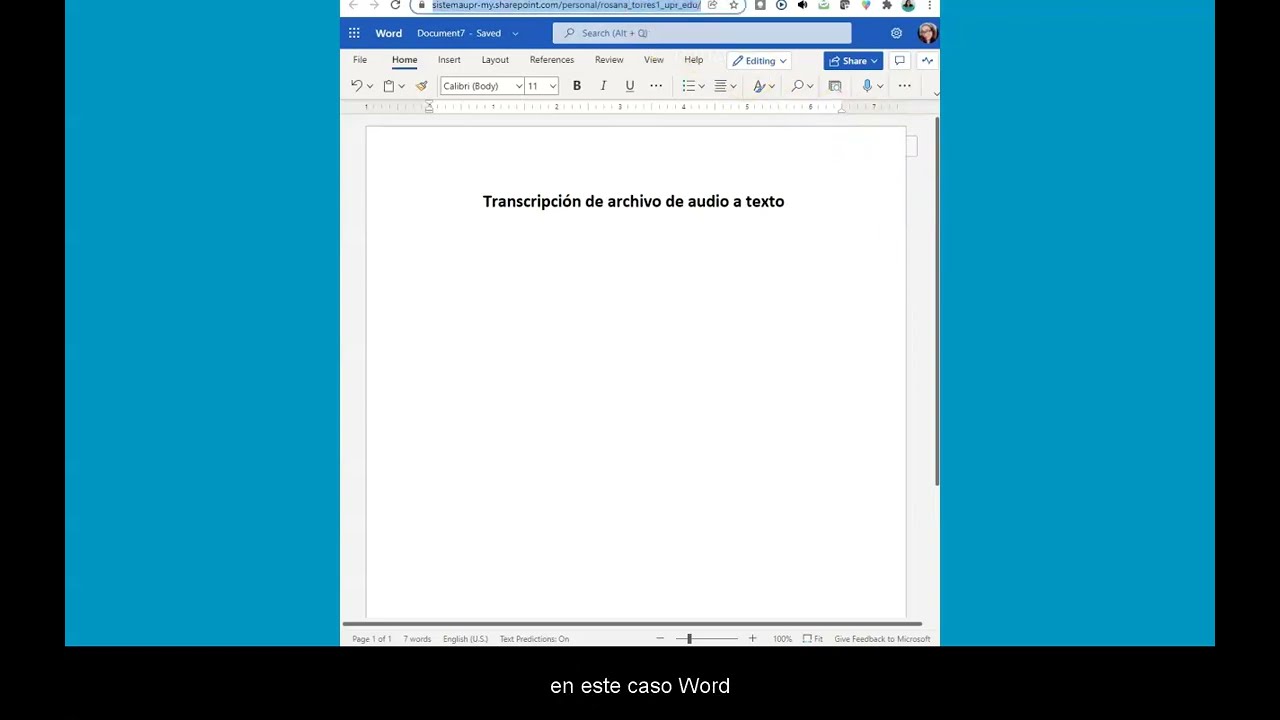Videos y Audios: Transcripción de archivo de audio a texto en Microsoft Word (Office 365)
