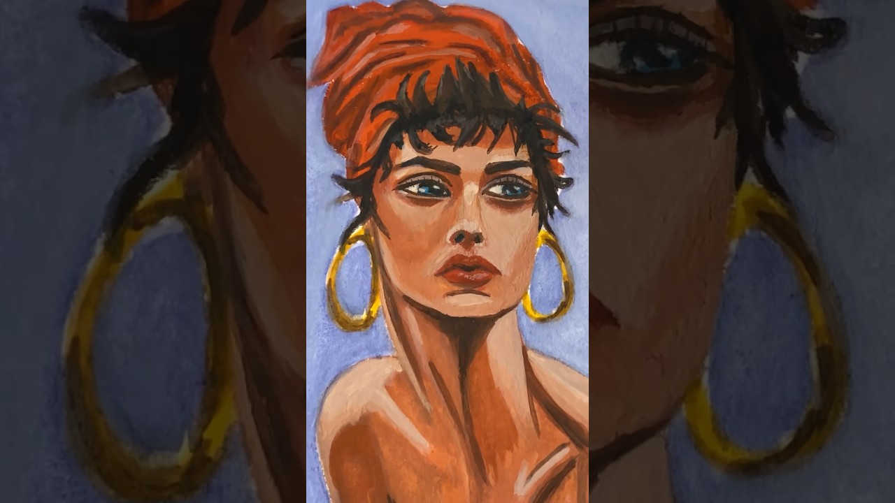 Первый портрет гуашью. #portrait #скетчбук #gouache #himigouache - YouTube