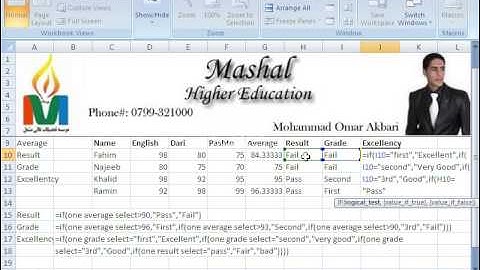 MS Excel 2007 Part 33) Function in Dari / Farsi Omar Akbari