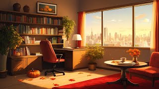 Sunlit Study Nook 🍂 Lofi Anime Office 📚 Autumn Focus Zone [study/relax]