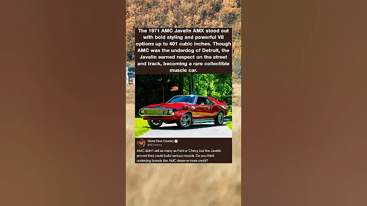 The 1971 AMC Javelin AMX stood out with bold styling and powerful V8 options up to 401 cubic inches.