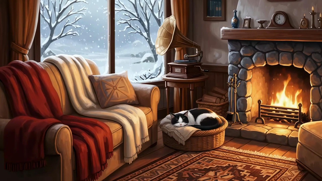 Relaxing Lofi Fireplace 🔥 Cozy Cabin Night Vibes for Sleep & Focus