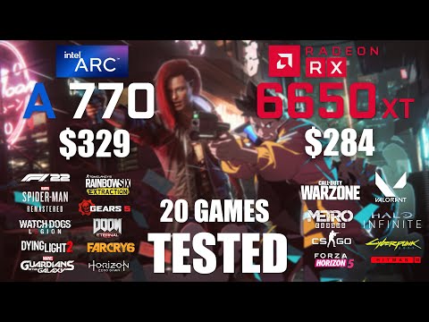 ARC A770 16GB vs RX 6650XT 8GB | I5-12400 | 1080p - 1440p - 20 Games Tested