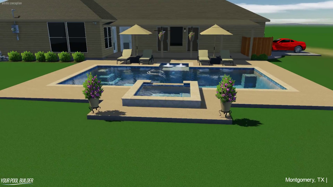 Custom Inground Pool Spa Design Dobin Montgomery TX 77356