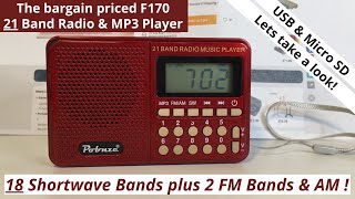 The bargain-priced F170, 21 Band Shortwave, FM, AM Radio Receiver & USB, SD, MP3 Player!