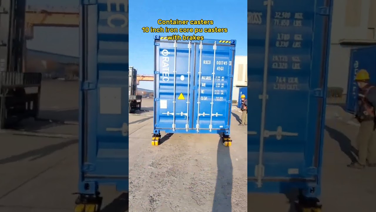 Container casters super heavy casters 10 inch iron core polyurethane wheels double wheel casters