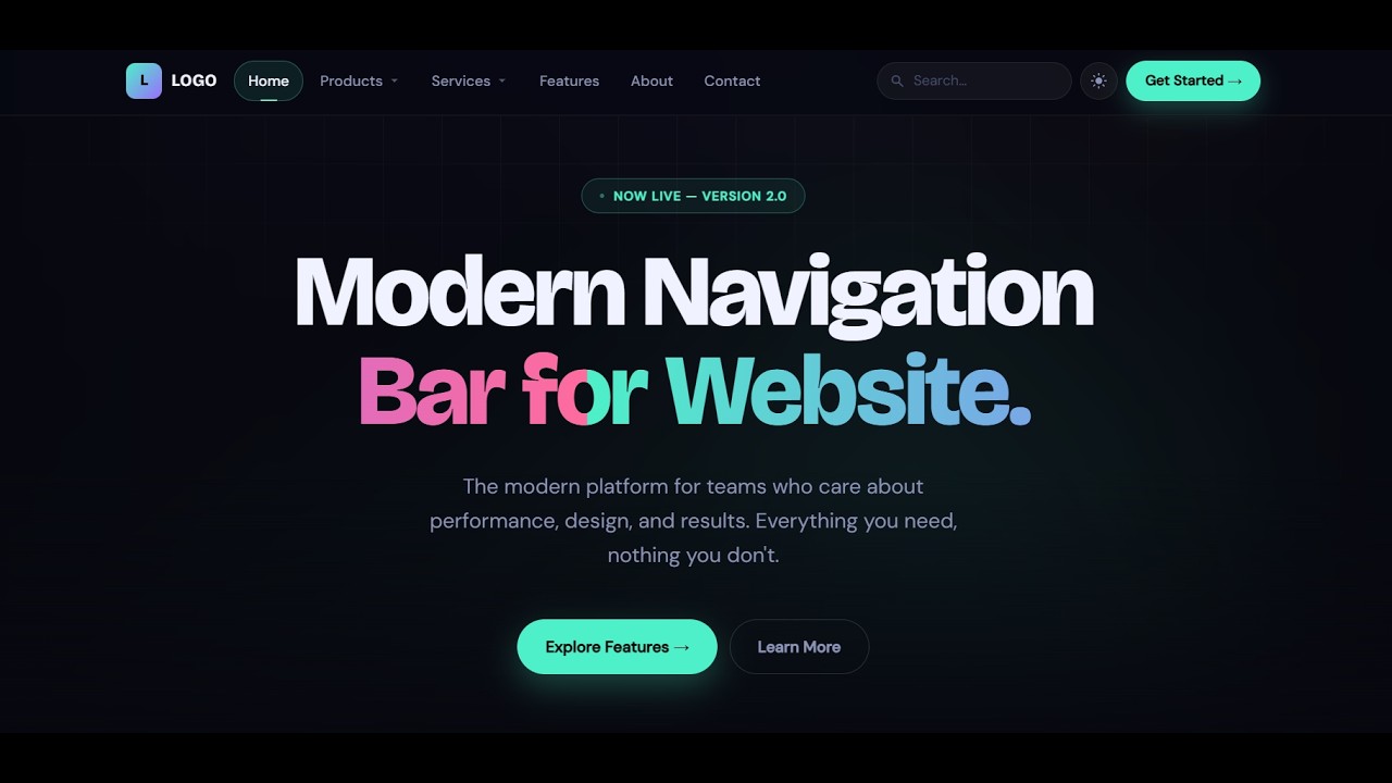 Modern Navigation Bar 🔥 | HTML CSS JavaScript #navigationbar #htmlcssjs ...