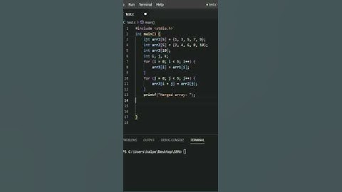 Merging Two Arrays || C Programming #cprogramming #programming #coding #youtubeshorts #code #shorts